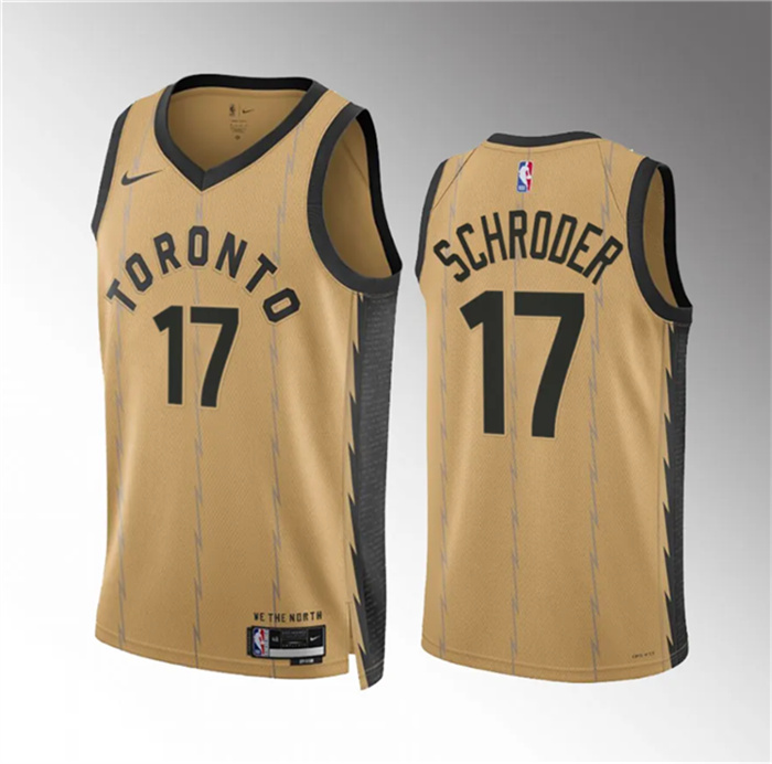 Men's Toronto Raptors #17 Dennis Schroder Gold 2023 24 City Edition Stitched Basketball Jersey Men's Toronto Raptors #17 Dennis Schroder Gold 2023 24 City Edition Stitched Basketball Jersey