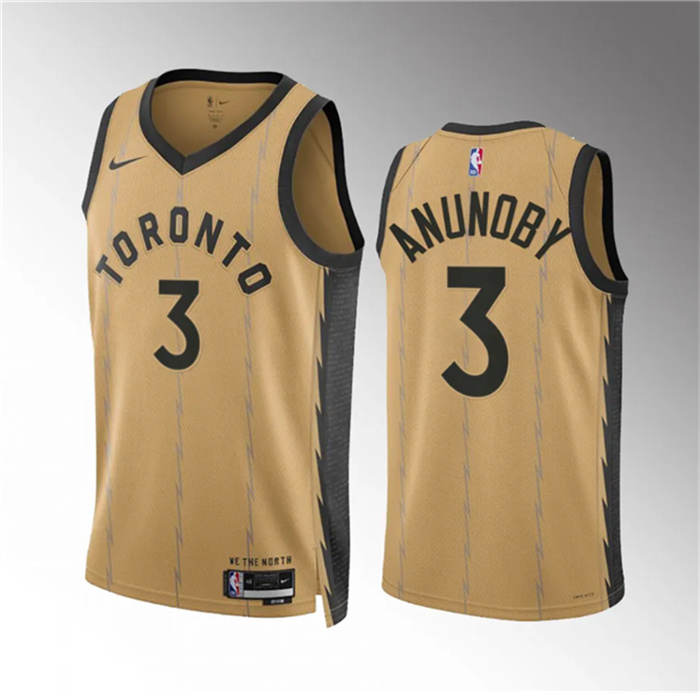 Men's Toronto Raptors #3 O.G. Anunoby Gold 2023 24 City Edition Stitched Basketball Jersey Men's Toronto Raptors #3 O.G. Anunoby Gold 2023 24 City Edition Stitched Basketball Jersey