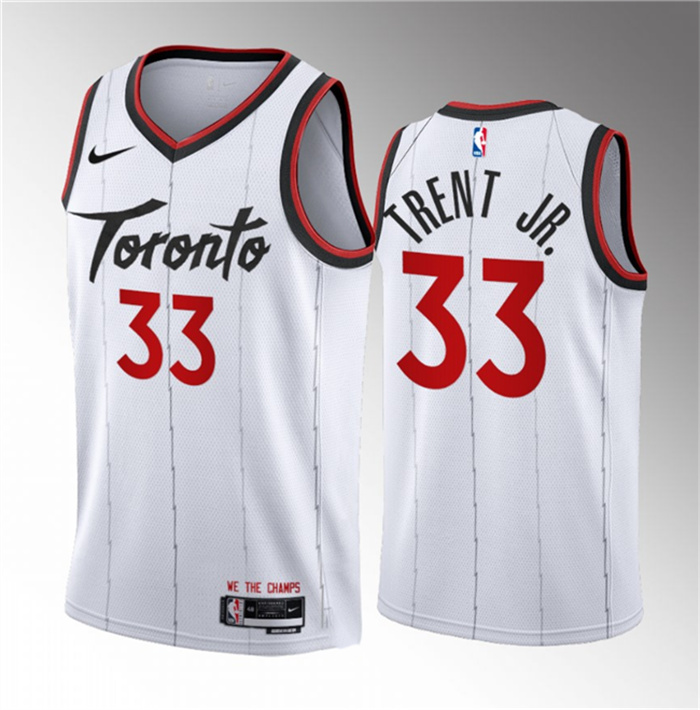 Men's Toronto Raptors #33 Gary Trent Jr. White 2023 24 Association Edition Stitched Basketball Jersey Men's Toronto Raptors #33 Gary Trent Jr. White 2023 24 Association Edition Stitched Basketball Jersey