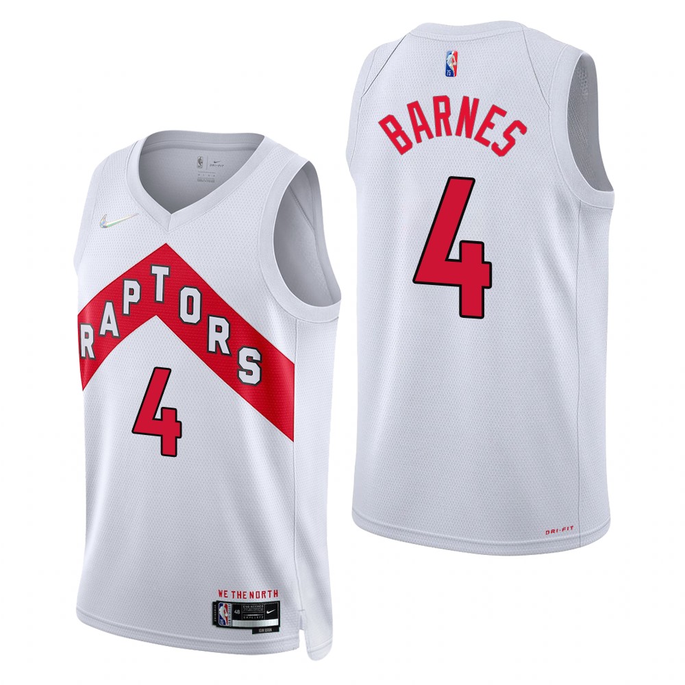 Men's Toronto Raptors #4 Scottie Barnes 2021-22 75th Anniversary Diamond Association Edition White Swingman Jersey Men's Toronto Raptors #4 Scottie Barnes 2021-22 75th Anniversary Diamond Association Edition White Swingman Jersey