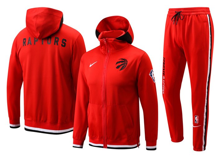 Men's Toronto Raptors 75th Anniversary Red Performance Showtime Full-Zip Hoodie Jacket And Pants Suit Men's Toronto Raptors 75th Anniversary Red Performance Showtime Full-Zip Hoodie Jacket And Pants Suit