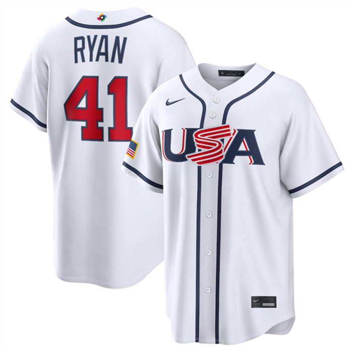 Men's USA Baseball #41 Joe Ryan White 2026 World Baseball Classic Home Stadium Stitched Jersey Men's USA Baseball #41 Joe Ryan White 2026 World Baseball Classic Home Stadium Stitched Jersey