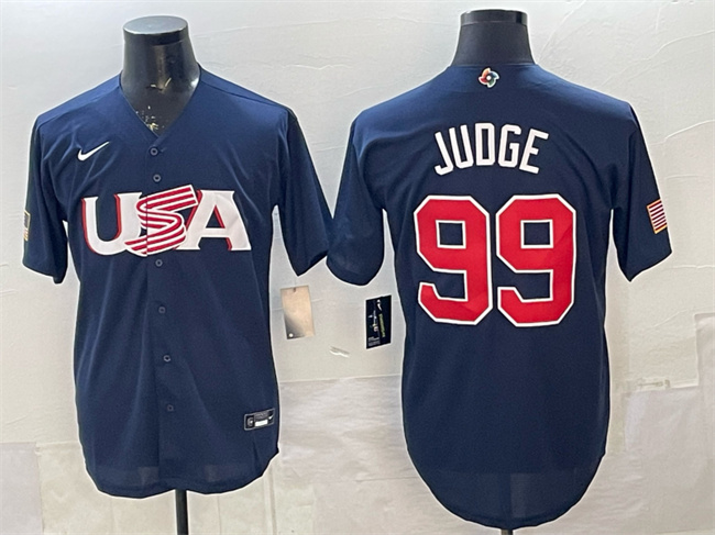 Men's USA Baseball #99 Aaron Judge 2023 Navy World Baseball Classic Stitched Jersey Men's USA Baseball #99 Aaron Judge 2023 Navy World Baseball Classic Stitched Jersey
