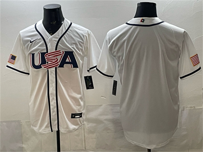 Men's USA Baseball Blank White 2026 World Baseball Classic Home Stadium Stitched Jersey Men's USA Baseball Blank White 2026 World Baseball Classic Home Stadium Stitched Jersey