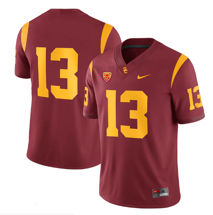 Men's USC Trojans #13 Caleb Williams Red Stitched Jersey Men's USC Trojans #13 Caleb Williams Red Stitched Jersey