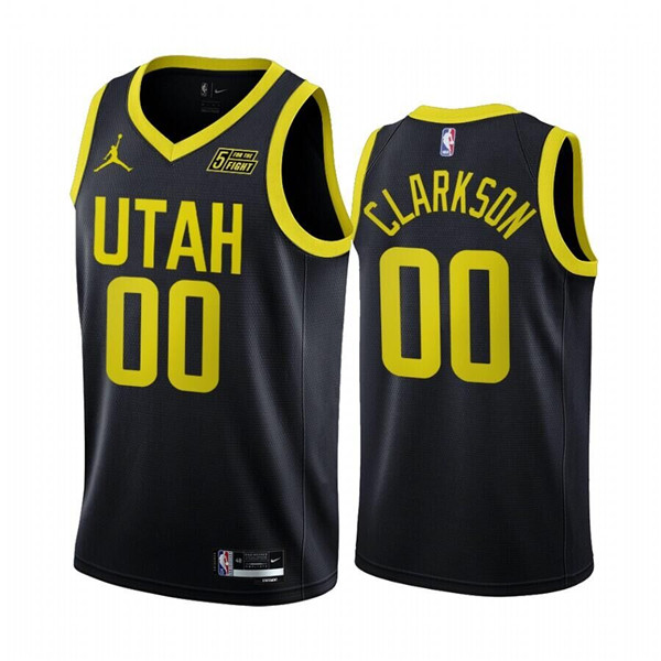Men's Utah Jazz #00 Jordan Clarkson 2022 23 Black Statement Edition Stitched Basketball Jersey Men's Utah Jazz #00 Jordan Clarkson 2022 23 Black Statement Edition Stitched Basketball Jersey