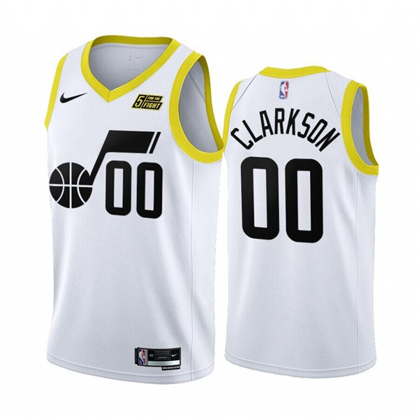 Men's Utah Jazz #00 Jordan Clarkson 2022 23 White Association Edition Stitched Basketball Jersey Men's Utah Jazz #00 Jordan Clarkson 2022 23 White Association Edition Stitched Basketball Jersey