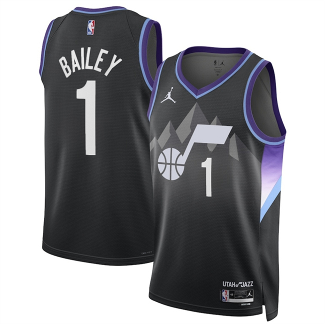 Men's Utah Jazz #1 Ace Bailey Black 2024 25 Draft Statement Edition Stitched Basketball Jersey Men's Utah Jazz #1 Ace Bailey Black 2024 25 Draft Statement Edition Stitched Basketball Jersey