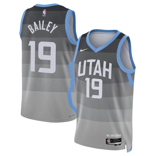 Men's Utah Jazz #19 Ace Bailey Grey 2025 26 City Edition Stitched Basketball Jersey Men's Utah Jazz #19 Ace Bailey Grey 2025 26 City Edition Stitched Basketball Jersey