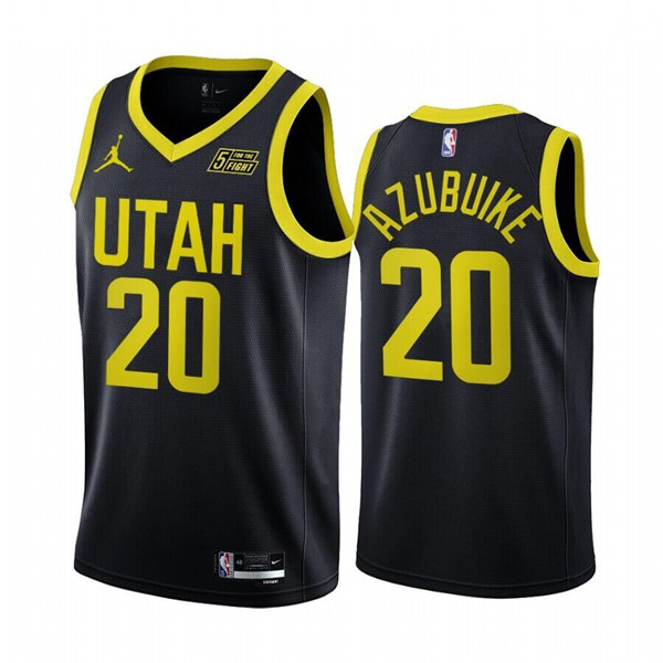 Men's Utah Jazz #20 Udoka Azubuike 2022 23 Black Statement Edition Stitched Basketball Jersey Men's Utah Jazz #20 Udoka Azubuike 2022 23 Black Statement Edition Stitched Basketball Jersey