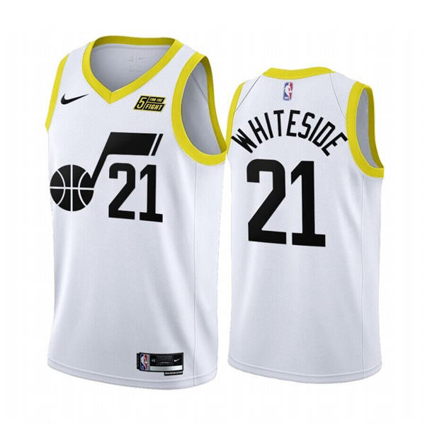 Men's Utah Jazz #21 Hassan Whiteside 2022 23 White Association Edition Stitched Basketball Jersey Men's Utah Jazz #21 Hassan Whiteside 2022 23 White Association Edition Stitched Basketball Jersey