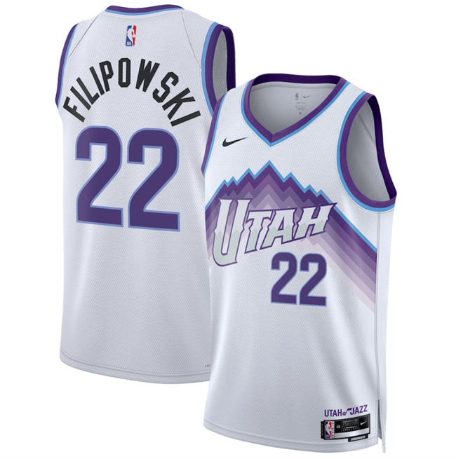 Men's Utah Jazz #22 Kyle Filipowski White 2025 Association Edition Stitched Basketball Jersey Men's Utah Jazz #22 Kyle Filipowski White 2025 Association Edition Stitched Basketball Jersey