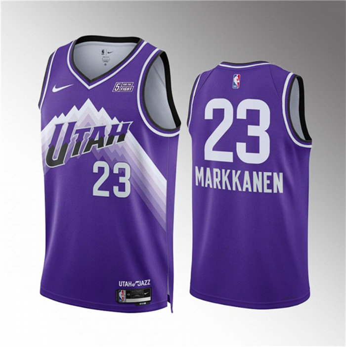 Men's Utah Jazz #23 Lauri Elias Markkanen Purple 2023 24 City Edition Stitched Basketball Jersey Men's Utah Jazz #23 Lauri Elias Markkanen Purple 2023 24 City Edition Stitched Basketball Jersey