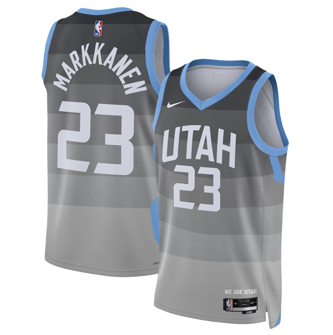 Men's Utah Jazz #23 Lauri Markkanen Grey 2025 26 City Edition Stitched Basketball Jersey Men's Utah Jazz #23 Lauri Markkanen Grey 2025 26 City Edition Stitched Basketball Jersey