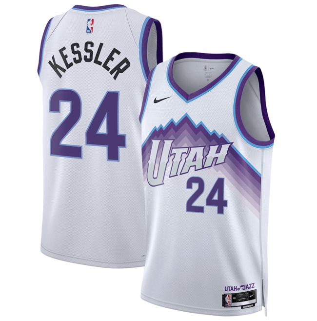 Men's Utah Jazz #24 Walker Kessler White 2025 Association Edition Stitched Basketball Jersey Men's Utah Jazz #24 Walker Kessler White 2025 Association Edition Stitched Basketball Jersey