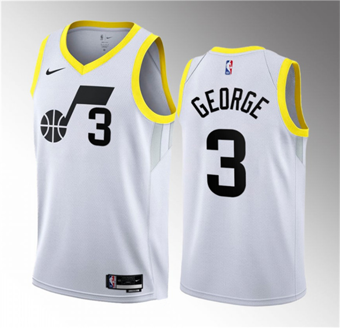 Men's Utah Jazz #3 Keyonte George White 2023 Draft Association Edition Stitched Basketball Jersey Men's Utah Jazz #3 Keyonte George White 2023 Draft Association Edition Stitched Basketball Jersey