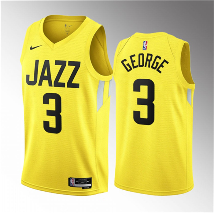 Men's Utah Jazz #3 Keyonte George Yellow 2023 Draft Association Edition Stitched Basketball Jersey Men's Utah Jazz #3 Keyonte George Yellow 2023 Draft Association Edition Stitched Basketball Jersey