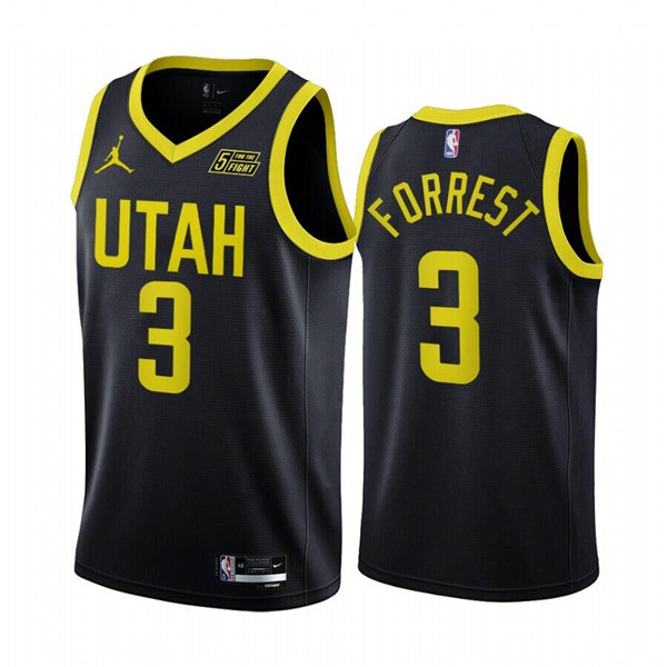 Men's Utah Jazz #3 Trent Forrest 2022 23 Black Statement Edition Stitched Basketball Jersey Men's Utah Jazz #3 Trent Forrest 2022 23 Black Statement Edition Stitched Basketball Jersey