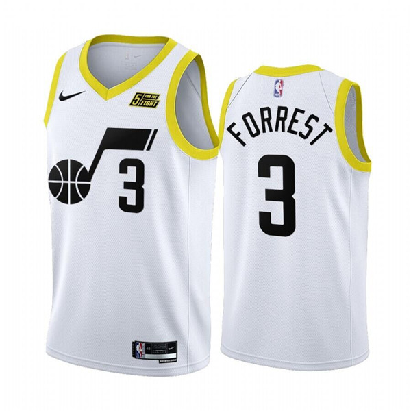 Men's Utah Jazz #3 Trent Forrest 2022 23 White Association Edition Stitched Basketball Jersey Men's Utah Jazz #3 Trent Forrest 2022 23 White Association Edition Stitched Basketball Jersey