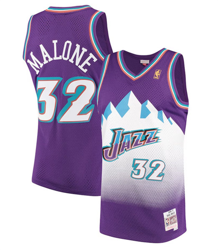 Men's Utah Jazz #32 Karl Malone Purple 1996-97 Swingman Stitched Jersey Men's Utah Jazz #32 Karl Malone Purple 1996-97 Swingman Stitched Jersey