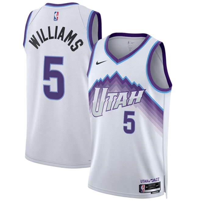 Men's Utah Jazz #5 Cody Williams White 2025 Association Edition Stitched Basketball Jersey Men's Utah Jazz #5 Cody Williams White 2025 Association Edition Stitched Basketball Jersey