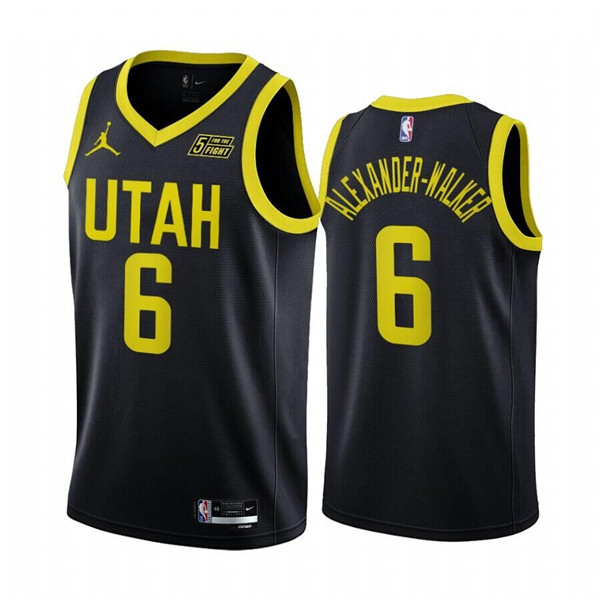 Men's Utah Jazz #6 Nickeil Alexander-Walker 2022 23 Black Statement Edition Stitched Basketball Jersey Men's Utah Jazz #6 Nickeil Alexander-Walker 2022 23 Black Statement Edition Stitched Basketball Jersey