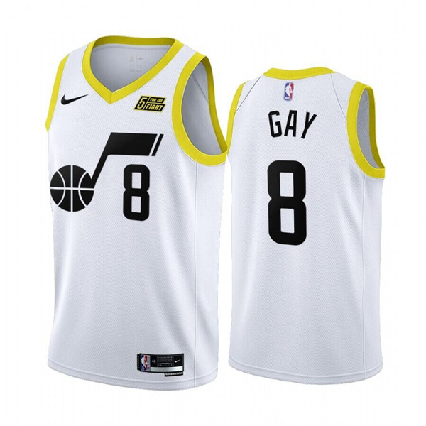 Men's Utah Jazz #8 Rudy Gay 2022 23 White Association Edition Stitched Basketball Jersey Men's Utah Jazz #8 Rudy Gay 2022 23 White Association Edition Stitched Basketball Jersey