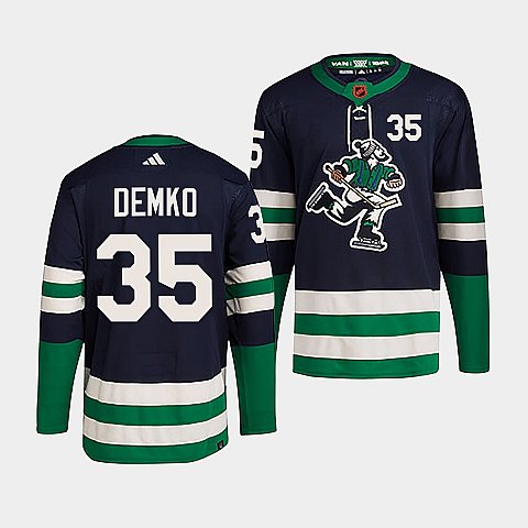 Men's Vancouver Canucks #35 Thatcher Demko Navy 2022 Reverse Retro Stitched Jersey Men's Vancouver Canucks #35 Thatcher Demko Navy 2022 Reverse Retro Stitched Jersey