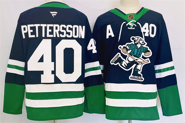 Men's Vancouver Canucks #40 Elias Pettersson Navy 2024 Reverse Retro Stitched Jersey Men's Vancouver Canucks #40 Elias Pettersson Navy 2024 Reverse Retro Stitched Jersey