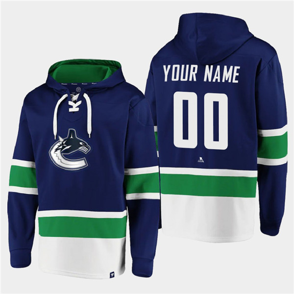 Men's Vancouver Canucks Active Player Custom Blue All Stitched Sweatshirt Hoodie Men's Vancouver Canucks Active Player Custom Blue All Stitched Sweatshirt Hoodie