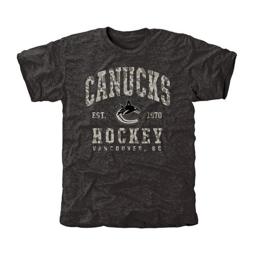 Men's Vancouver Canucks Black Camo Stack T-Shirt Men's Vancouver Canucks Black Camo Stack T-Shirt