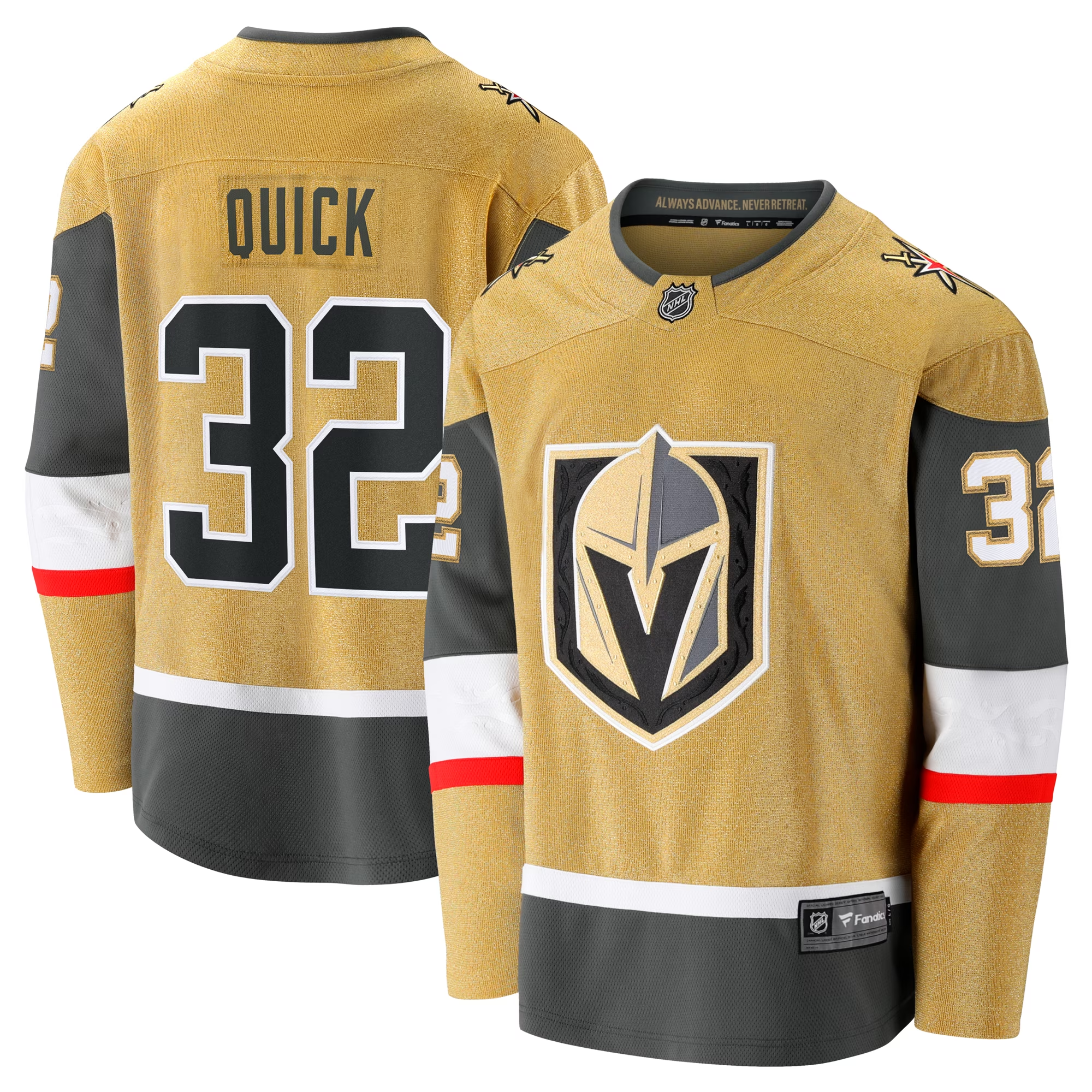 Men's Vegas Golden Knights #32 Jonathan Quick  Gold Home Jersey