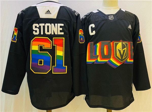 Men's Vegas Golden Knights #61 Mark Stone 2022 Black Pride Night Stitched Jersey Men's Vegas Golden Knights #61 Mark Stone 2022 Black Pride Night Stitched Jersey