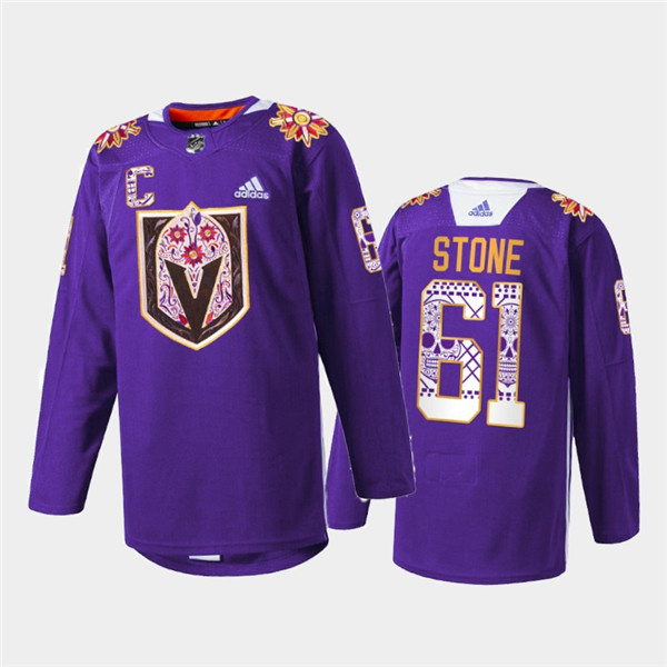 Men's Vegas Golden Knights #61 Mark Stone Purple Hispanic Heritage Warmup Stitched Jersey Men's Vegas Golden Knights #61 Mark Stone Purple Hispanic Heritage Warmup Stitched Jersey