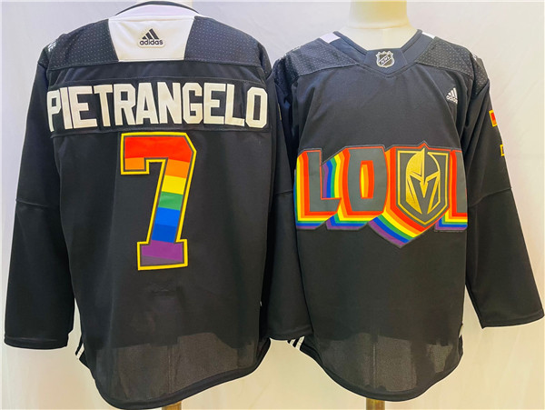 Men's Vegas Golden Knights #7 Alex Pietrangelo 2022 Black Pride Night Stitched Jersey Men's Vegas Golden Knights #7 Alex Pietrangelo 2022 Black Pride Night Stitched Jersey
