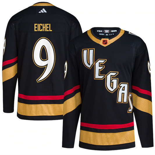 Men's Vegas Golden Knights #9 Jack Eichel Black 2022-23 Reverse Retro Stitched Jersey Men's Vegas Golden Knights #9 Jack Eichel Black 2022-23 Reverse Retro Stitched Jersey