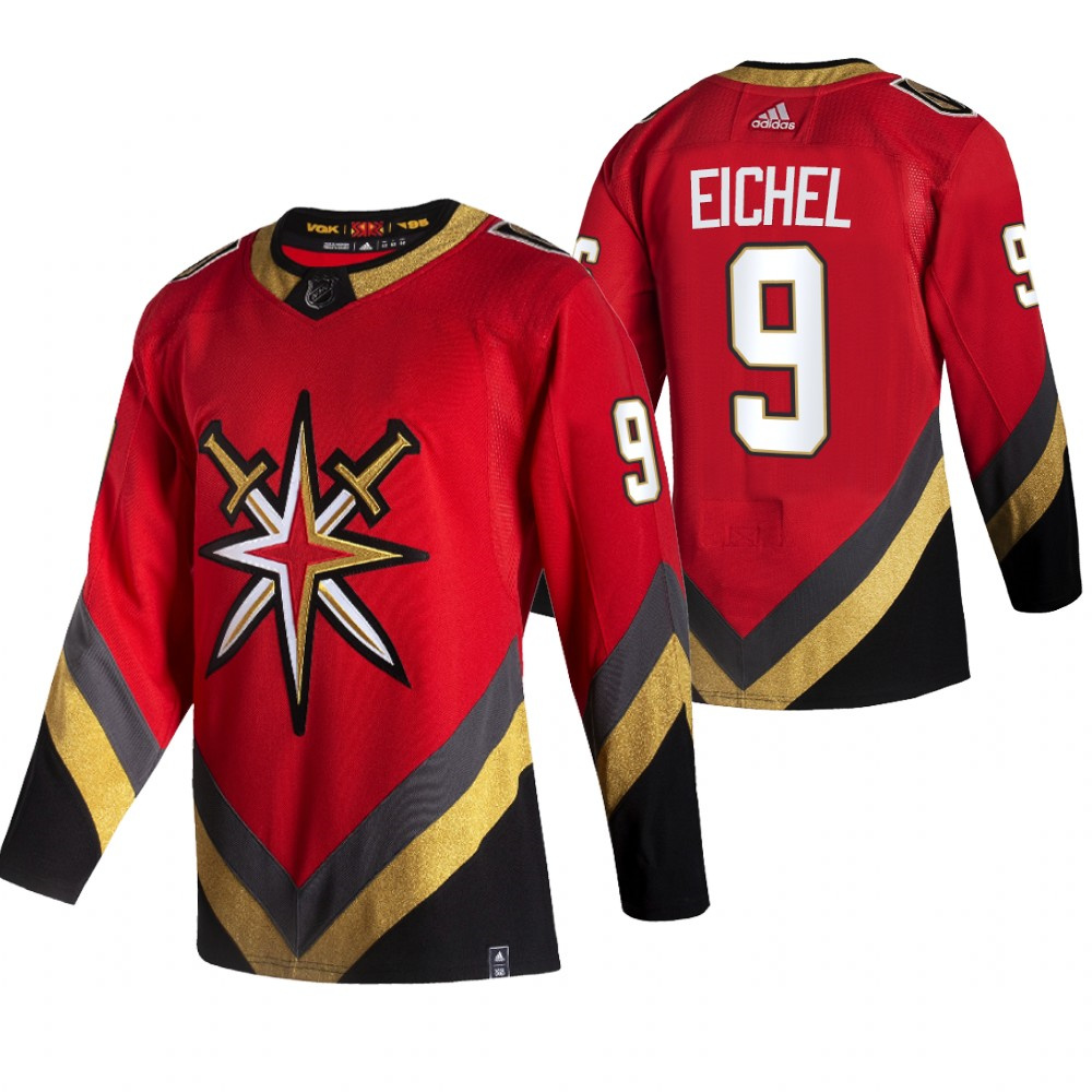 Men's Vegas Golden Knights #9 Jack Eichel Red 2021 Reverse Retro Jersey