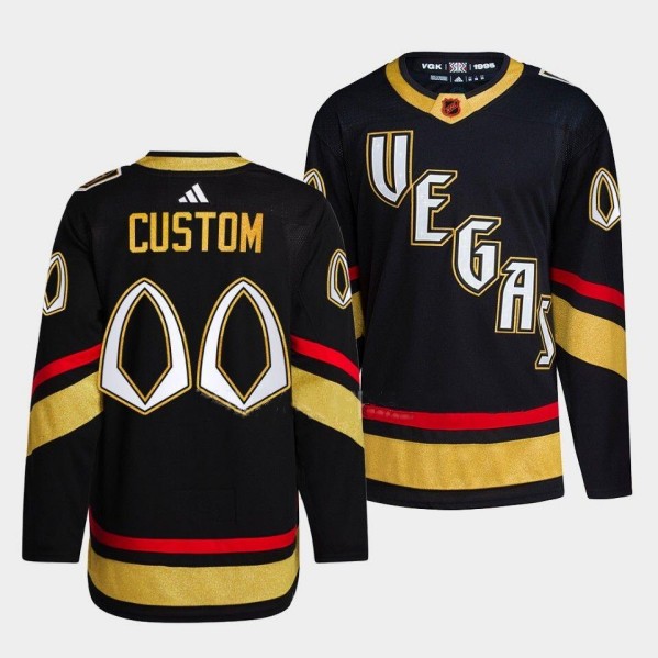 Men's Vegas Golden Knights Custom Black 2022-23 Reverse Retro Stitched Jersey Men's Vegas Golden Knights Custom Black 2022-23 Reverse Retro Stitched Jersey