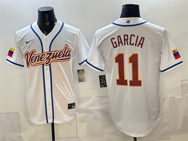 Men's Venezuela Baseball #11 Maikel Garcia White 2026 World Baseball Classic Home Stadium Stitched Jersey Men's Venezuela Baseball #11 Maikel Garcia White 2026 World Baseball Classic Home Stadium Stitched Jersey