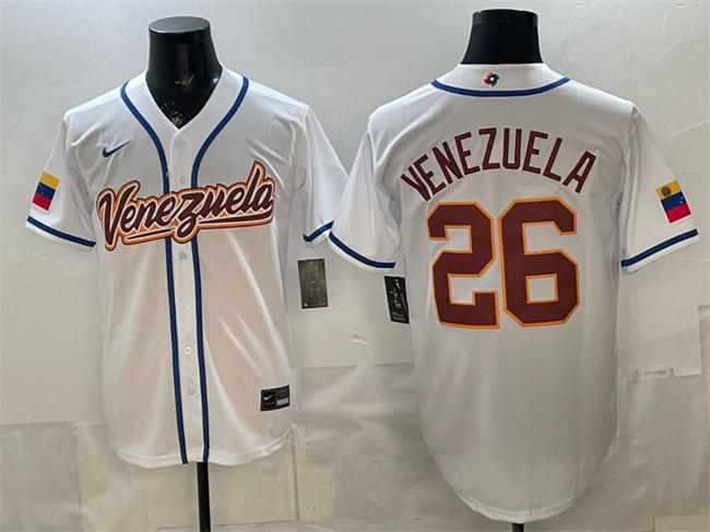 Men's Venezuela Baseball #26 Venezuela White 2026 World Baseball Classic Home Stadium Stitched Jersey Men's Venezuela Baseball #26 Venezuela White 2026 World Baseball Classic Home Stadium Stitched Jersey