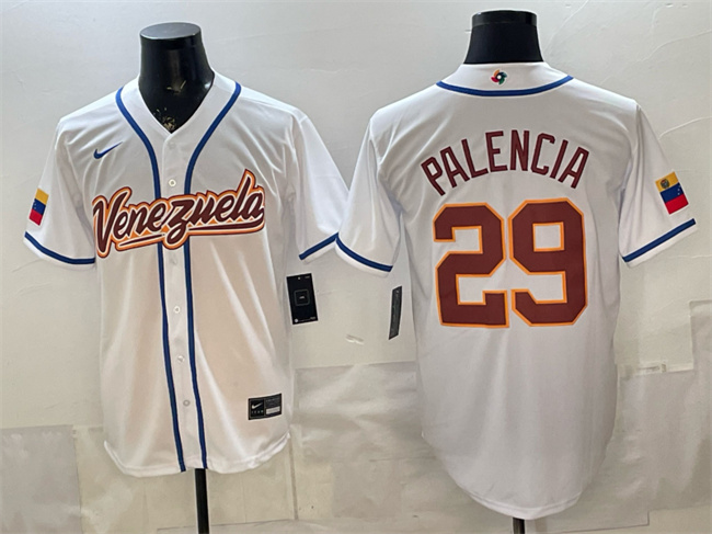 Men's Venezuela Baseball #29 Daniel Palencia White 2026 World Baseball Classic Home Stadium Stitched Jersey Men's Venezuela Baseball #29 Daniel Palencia White 2026 World Baseball Classic Home Stadium Stitched Jersey