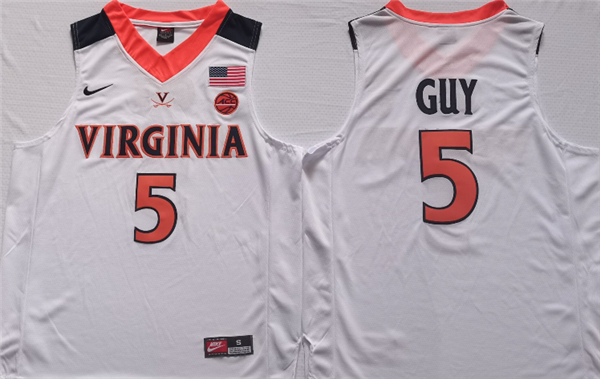 Men's Virginia Cavaliers #5 Kyle Joseph Guy White Stitched Jersey Men's Virginia Cavaliers #5 Kyle Joseph Guy White Stitched Jersey
