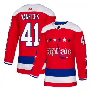 Men's Washington Capitals #41 Vitek Vanecek Adidas Authentic Alternate Jersey - Red Men's Washington Capitals #41 Vitek Vanecek Adidas Authentic Alternate Jersey - Red