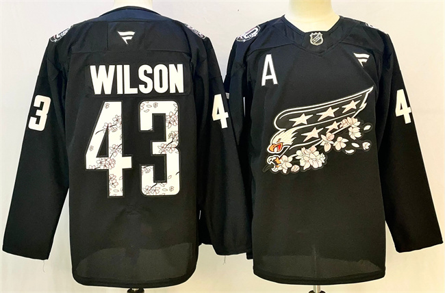 Men's Washington Capitals #43 Tom Wilson Black Cherry Blossom With A Patch Stitched Hockey Jersey Men's Washington Capitals #43 Tom Wilson Black Cherry Blossom With A Patch Stitched Hockey Jersey