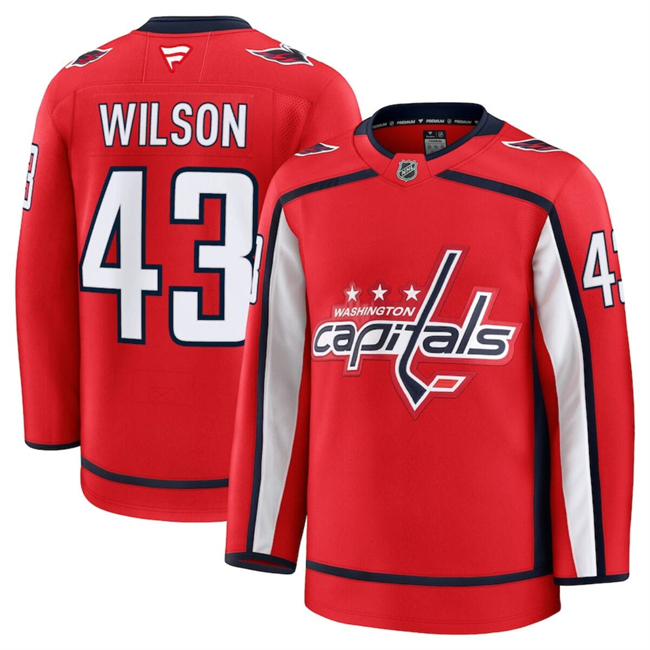 Men's Washington Capitals #43 Tom Wilson Red 2024-25 Home Stitched Hockey Jersey Men's Washington Capitals #43 Tom Wilson Red 2024-25 Home Stitched Hockey Jersey