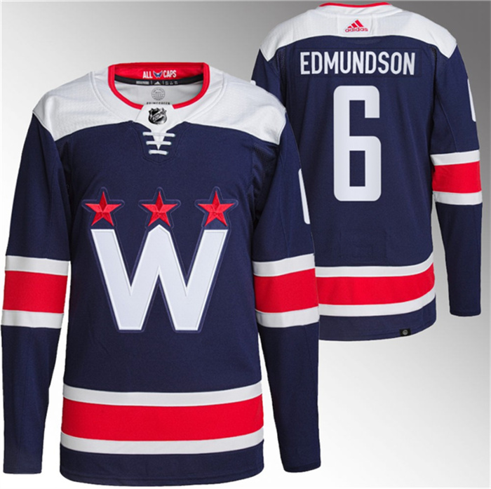 Men's Washington Capitals #6 Joel Edmundson Navy Stitched Jersey Men's Washington Capitals #6 Joel Edmundson Navy Stitched Jersey