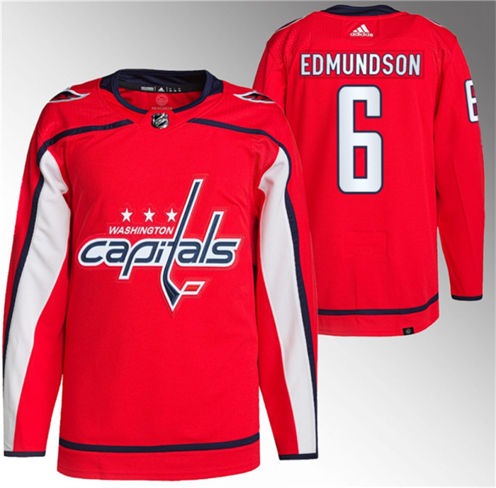 Men's Washington Capitals #6 Joel Edmundson Red Stitched Jersey Men's Washington Capitals #6 Joel Edmundson Red Stitched Jersey