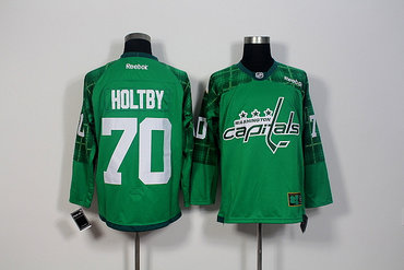 Men's Washington Capitals #70 Braden Holtby Green Stitched St. Patrick's Day Replica NHL Jersey