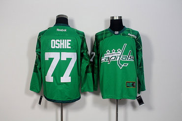 Men's Washington Capitals #77 T.J. Oshie Green Stitched St. Patrick's Day Replica NHL Jersey