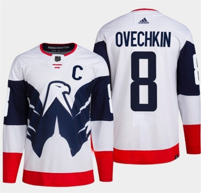Men's Washington Capitals #8 Alex Ovechkin White Navy Stadium Series Stitched Jersey Men's Washington Capitals #8 Alex Ovechkin White Navy Stadium Series Stitched Jersey